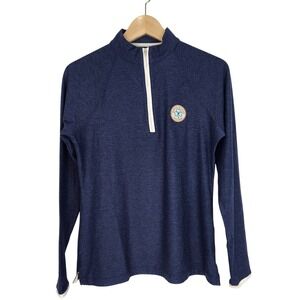 Peter Millar Womens S Navy Blue Heathered Quarter Zip UPF 50+ Golf Pullover